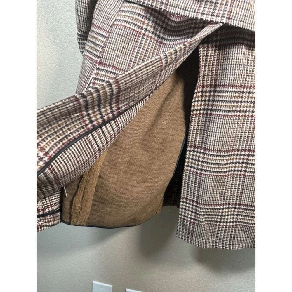 Vtg McGregor Men's Plaid Overcoat Sz 44 Glen Check‎ Wool Blend Belted Peacoat